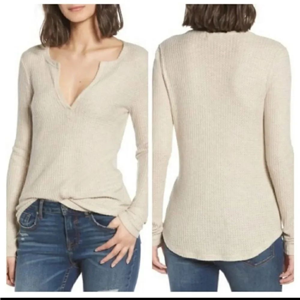 Socialite  Long sleeve Thermal HenleyTop SzXS